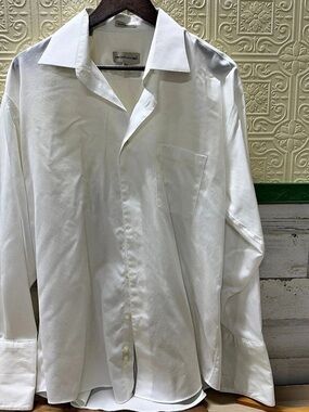 Pronto Uomo 2-Ply Perfect Twill White Dress Shirt Dress Shirt White Size